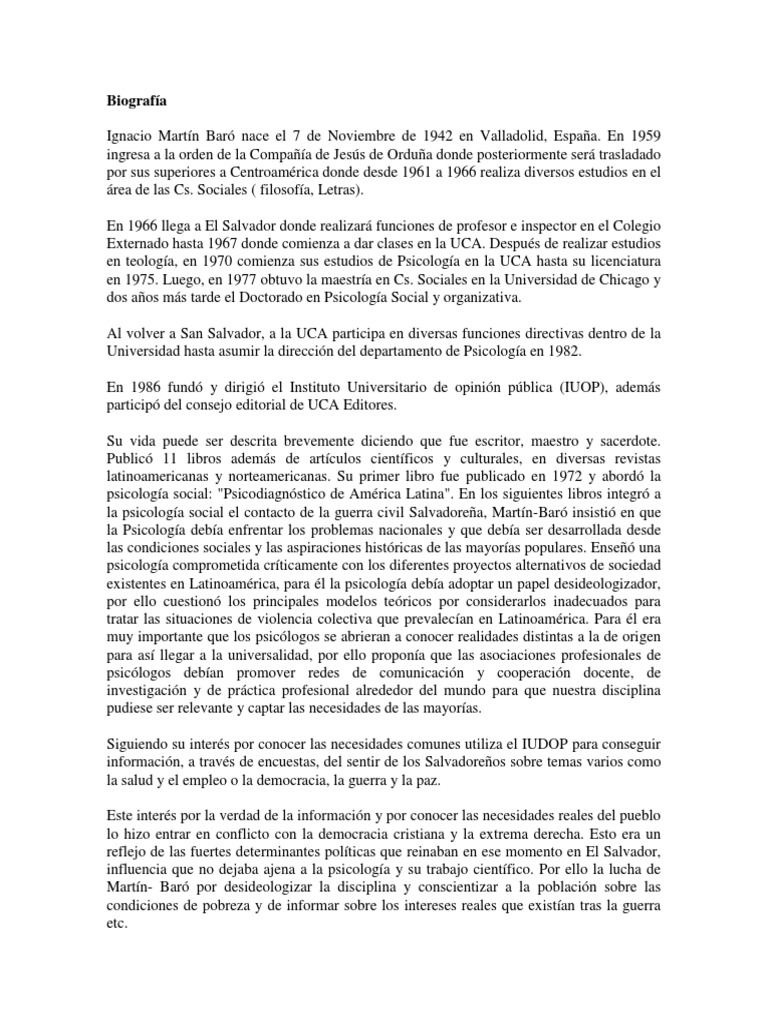 Biografía Ignacio Martín-Baró