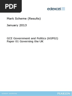 Mark Scheme (Results) January 2013: GCE Government and Politics (6GP02) Paper 01 Governing The UK