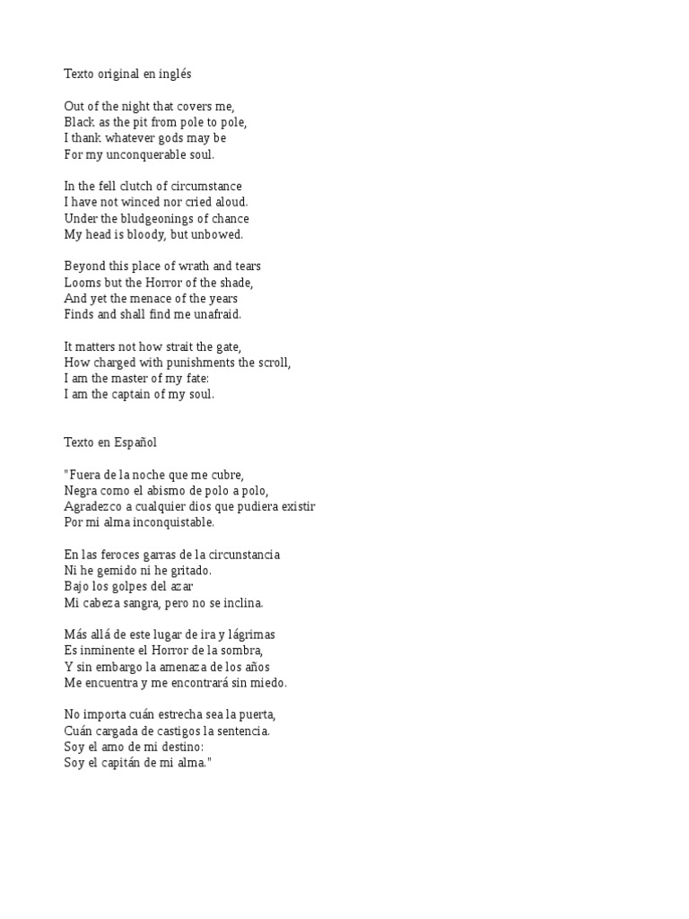 Invictus (Poema) | PDF
