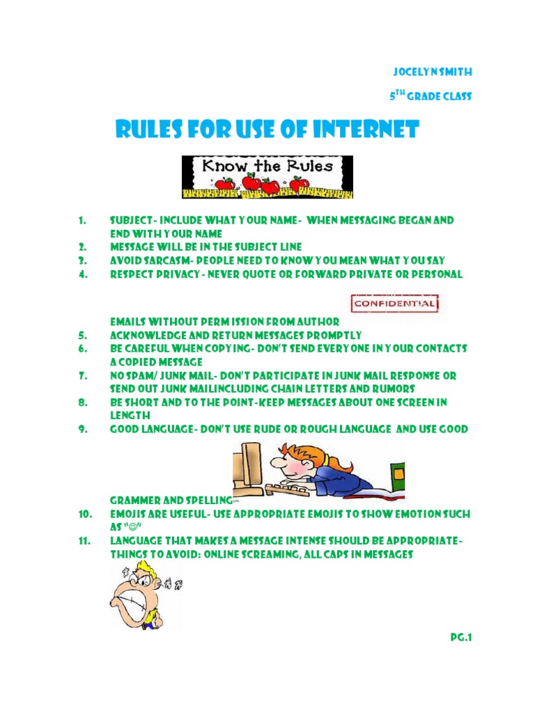 5th Grade Class Rules Jocelyn Smith | PDF | Language Arts & Discipline