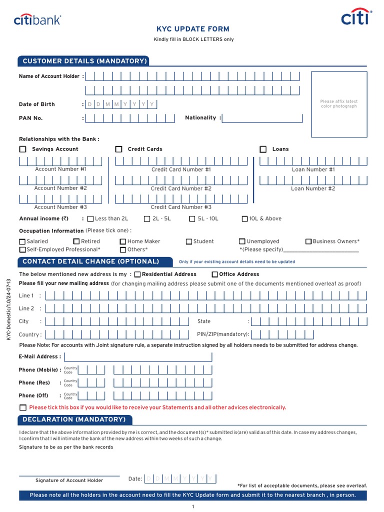 KYC Form | Identity Document | Official Documents