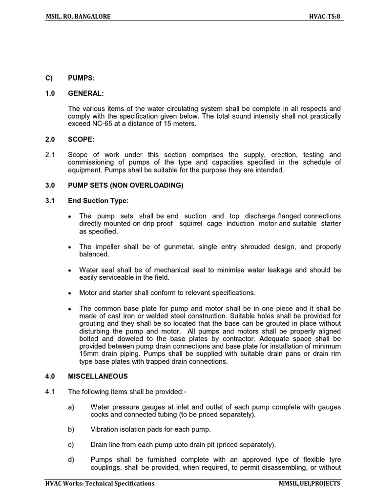 Pump Technical Specifications Overview | PDF | Pump | Specification ...