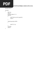 C Program To Read The File and Display Contents On The Screen