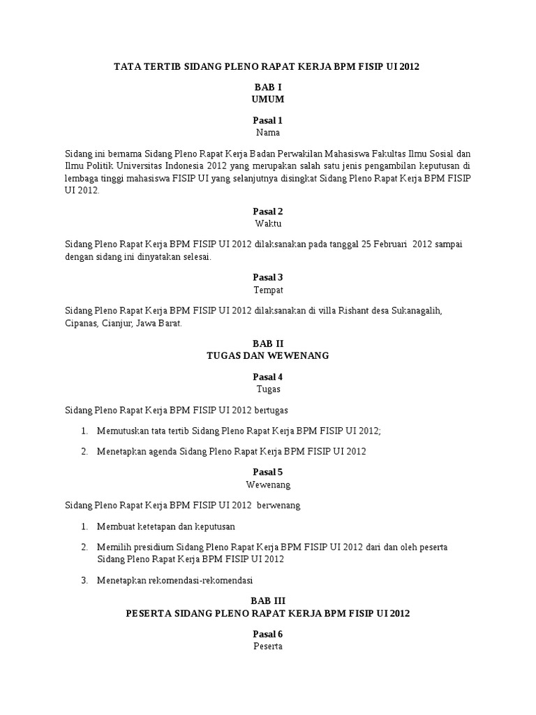 Tata Tertib Sidang Pleno Rapat Kerja1