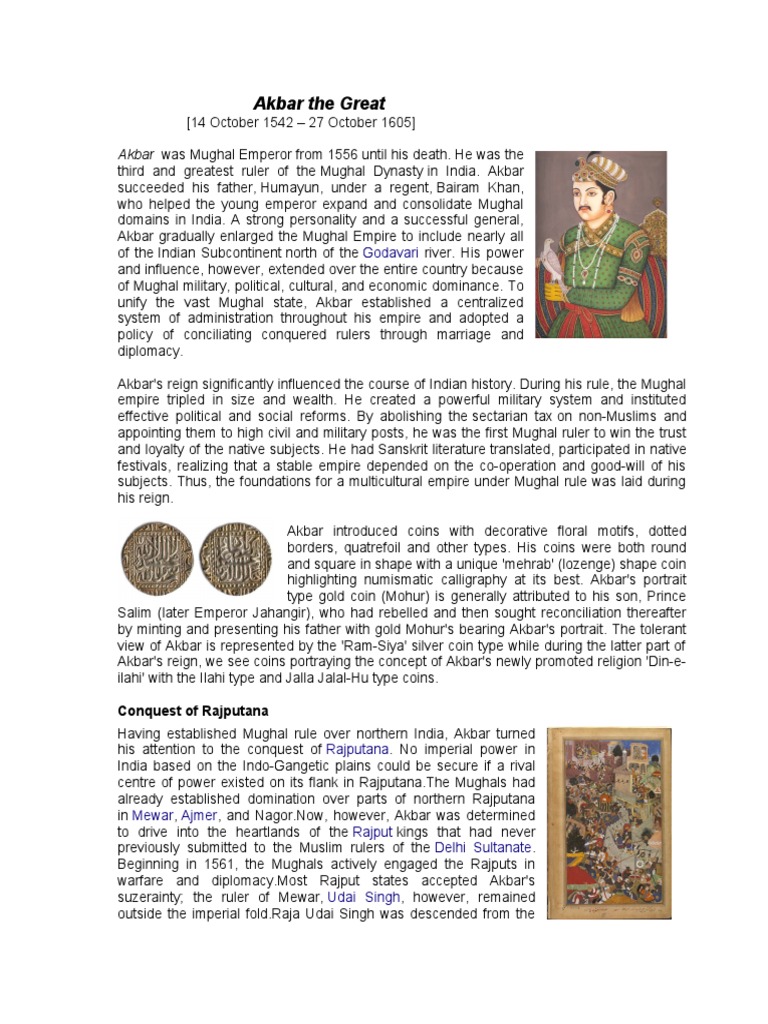 Akbar The Great: Akbar Was Mughal Emperor From 1556 Until His Death. He