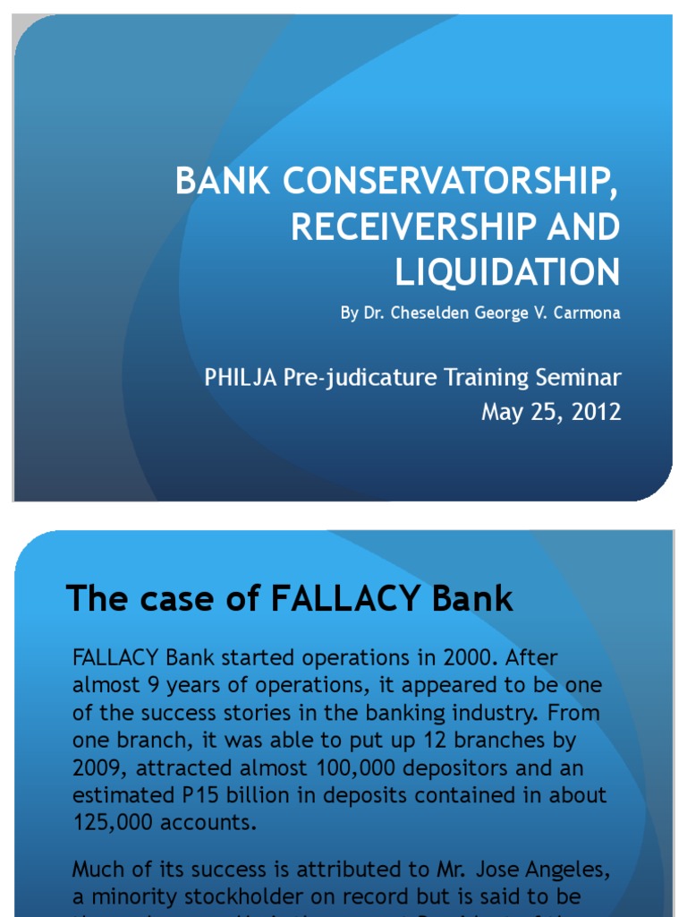 Lecture 2 (Banking) PDF Receivership Liquidation