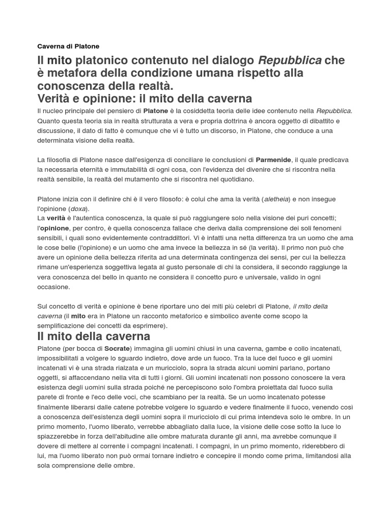 Il Mito Della Caverna Testo Pdf