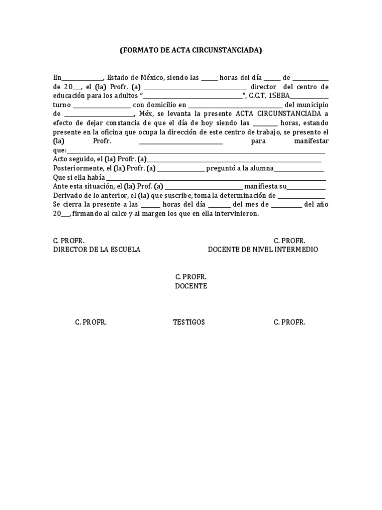 Formato de Acta Circunstanciada