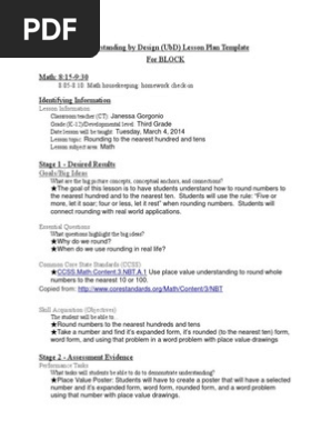 rounding lesson plan block