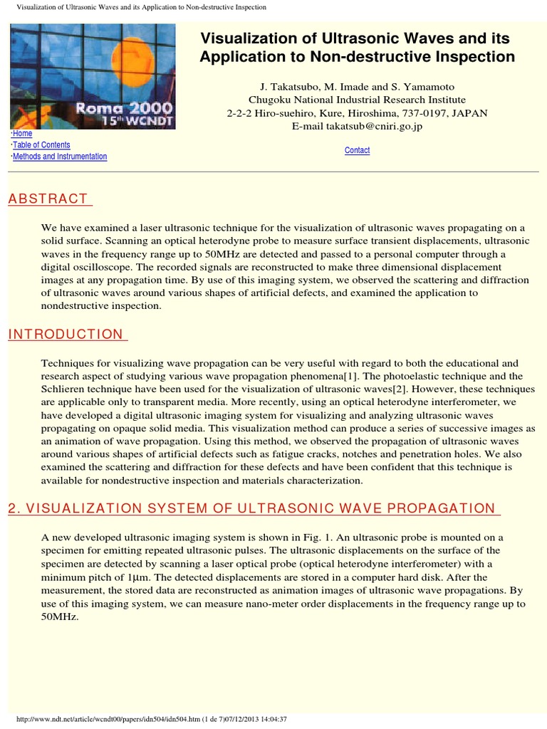 Visualization of Ultrasonic Waves and Its Application To Non ...