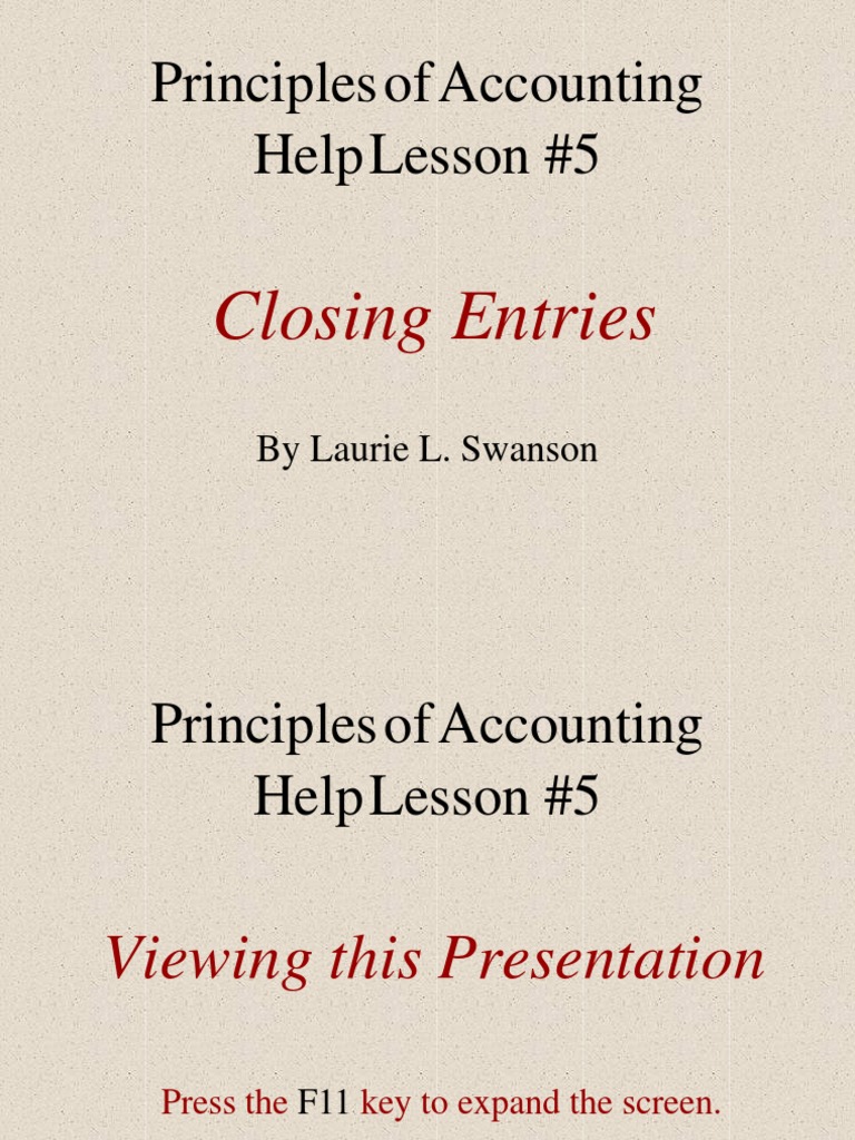 Principles of Accounting Help Lesson #5: Closing Entries | PDF