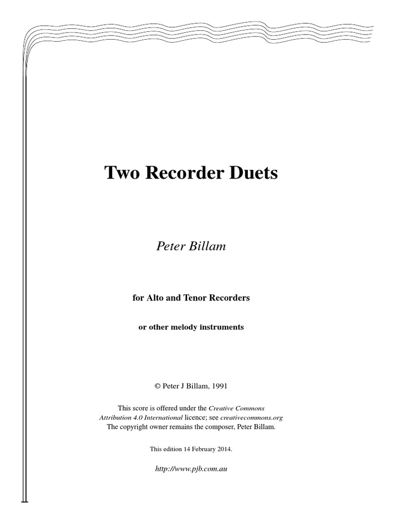 Rec Duets PDF Recorder (Musical Instrument) Quartet
