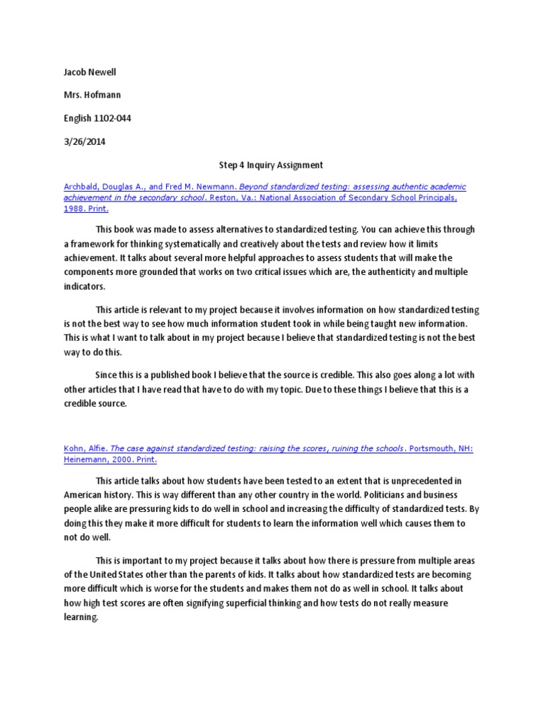 The case against standardized testing. The case against ...