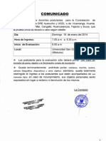 Comunicado Examen Ayacucho