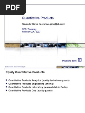 Deutsche Bank Qp1 Internships Quantitative Analyst Algorithmic