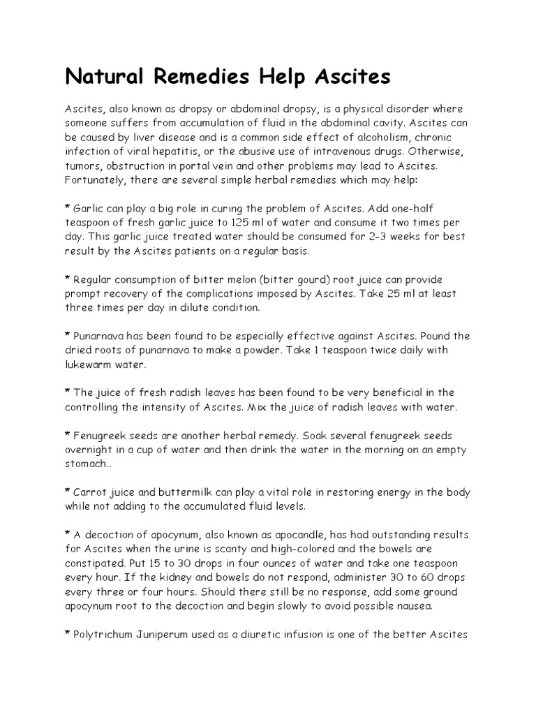 Natural Remedies Help Ascites PDF