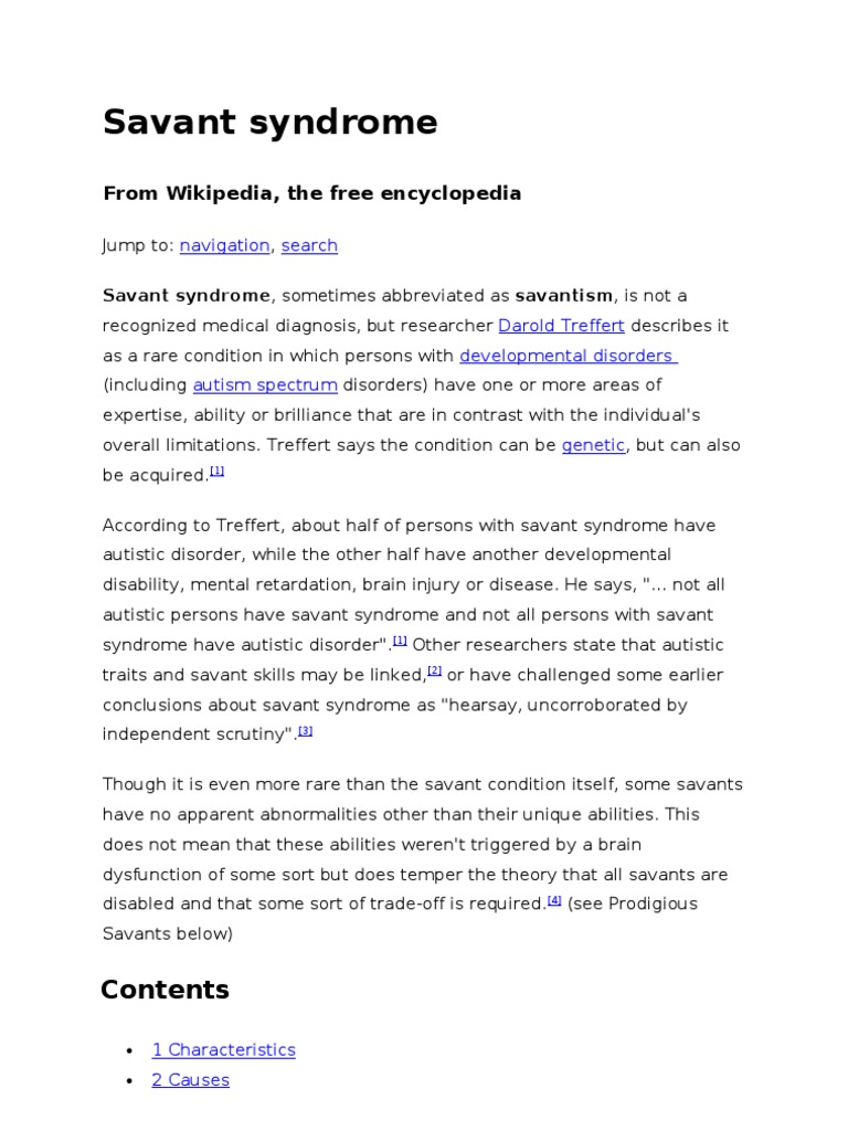Savant Syndrome Autism Abnormal Psychology