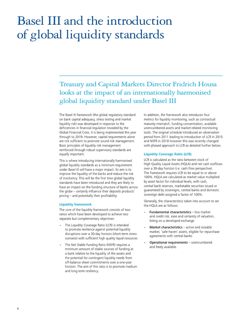 Basel III Liquidity Standards Overview | PDF | Basel Iii | Market Liquidity