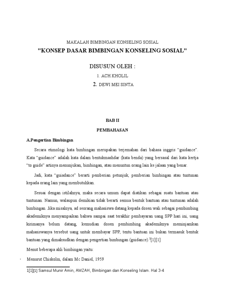 Konsep Dasar Bimbingan Konseling Sosial
