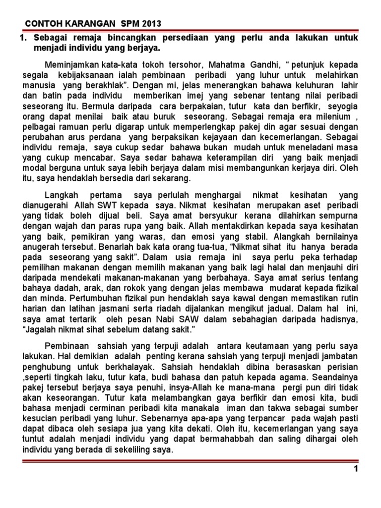 Karangan Pilihan Spm 2013 Pdf