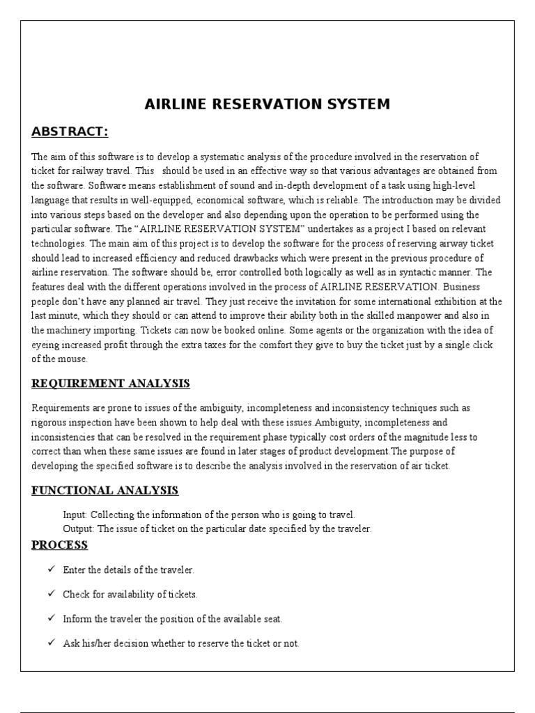 Airline Reservation System Overview | PDF | Modular Programming | Software