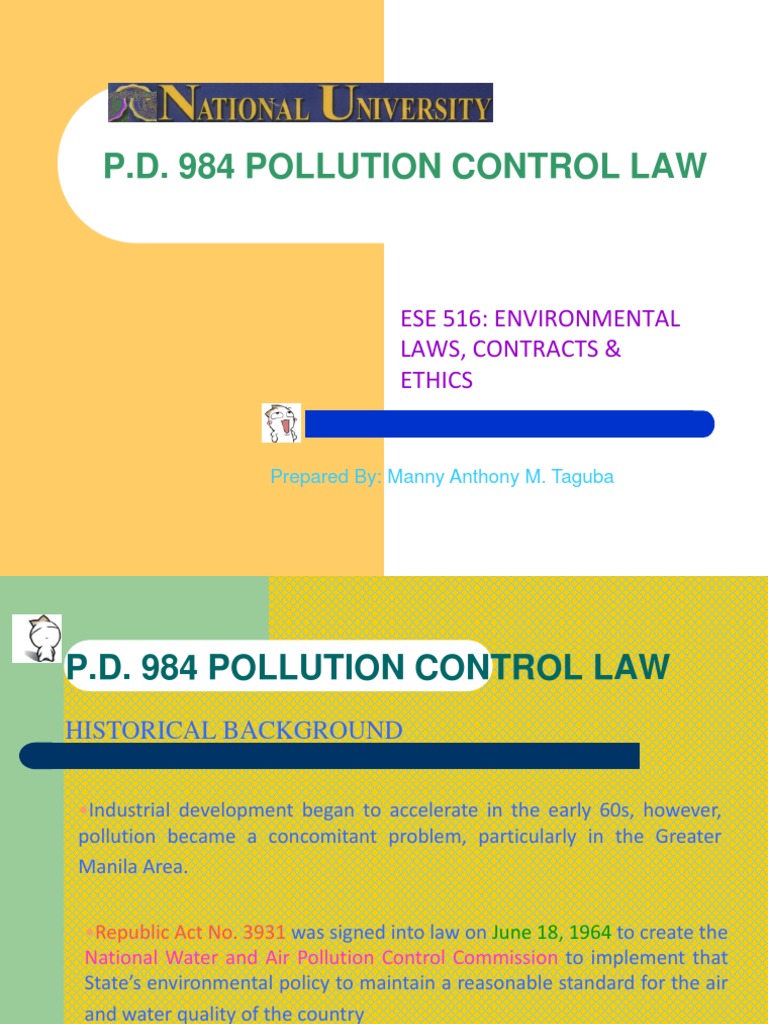 p.d. 984 Pollution Control Law Fine (Penalty) Pollution