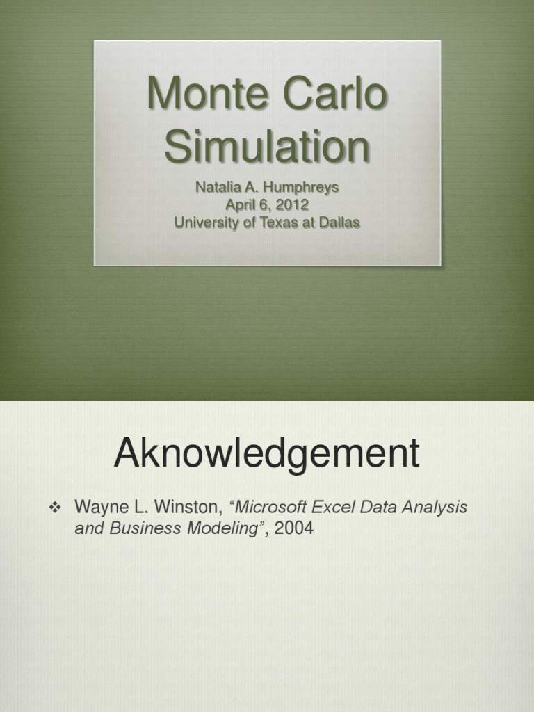 Monte Carlo Simulation | PDF