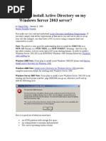 How Do I Install Active Directory On My Windows Server 2003 Server?