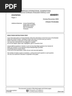 Statistics: Cambridge International Examinations General Certificate of Education Ordinary Level