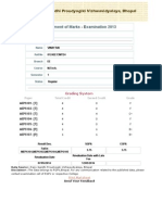 Statement of Marks - Examination 2013: Stream: M.Tech