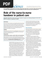 Role of The Nurse To Nurse Handover in Patient Care