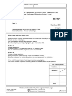 University of Cambridge International Examinations General Certificate of Education Ordinary Level Agriculture