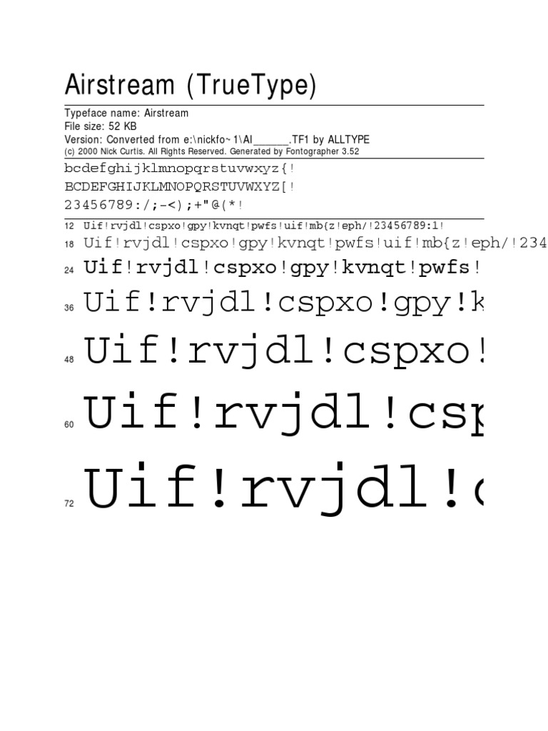 Airstream TrueType Typeface Download | PDF