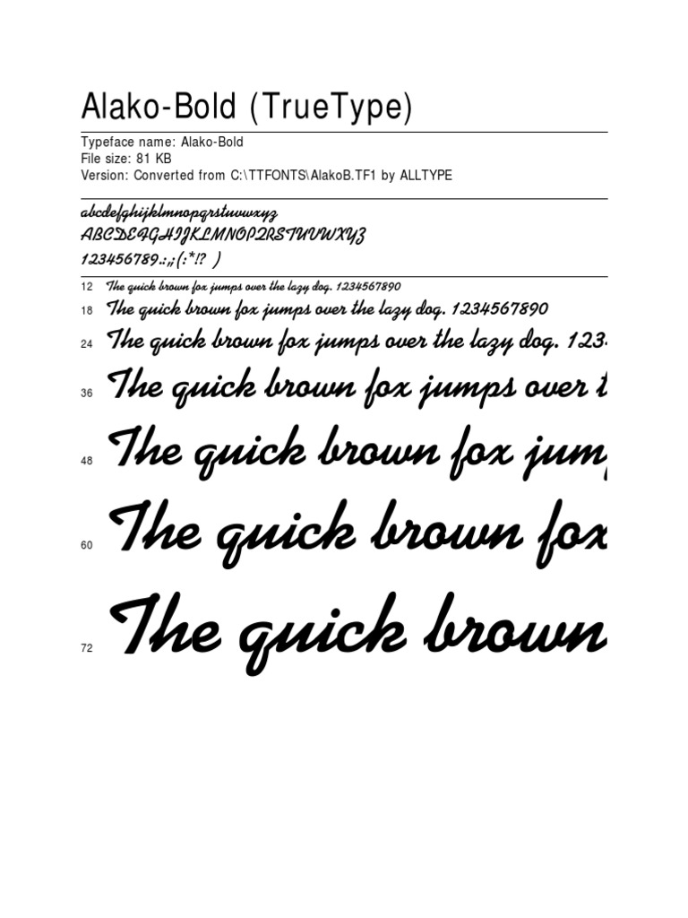 Alako-Bold TrueType Font Details | PDF | Computers