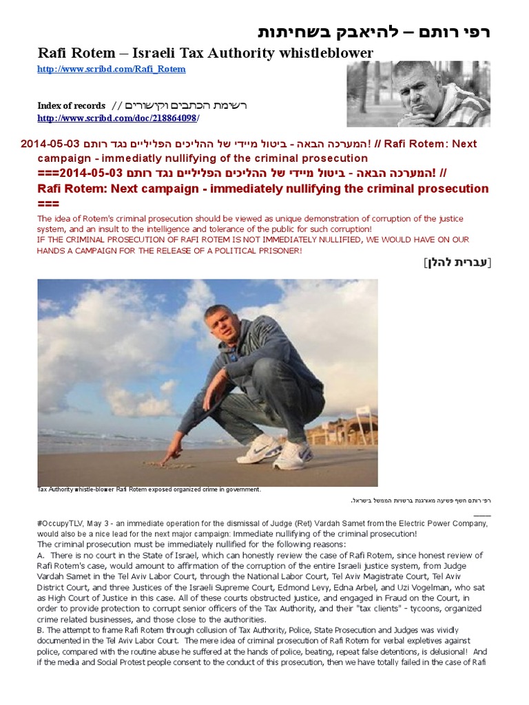 Rafi Rotem: Exposing Justice Corruption | PDF | Public Law | Misconduct