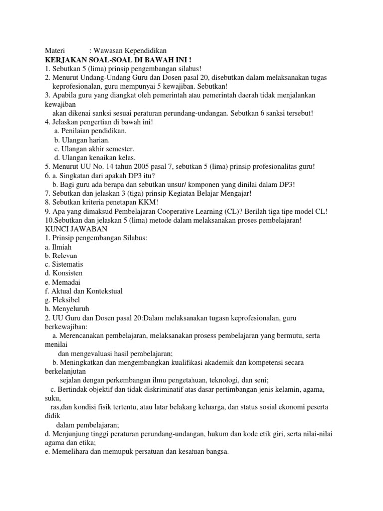 Soal Guru Berprestasi 2014