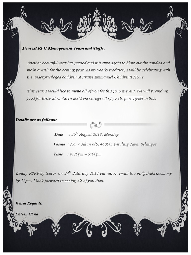 RFC Staff Charity Event Invitation | PDF