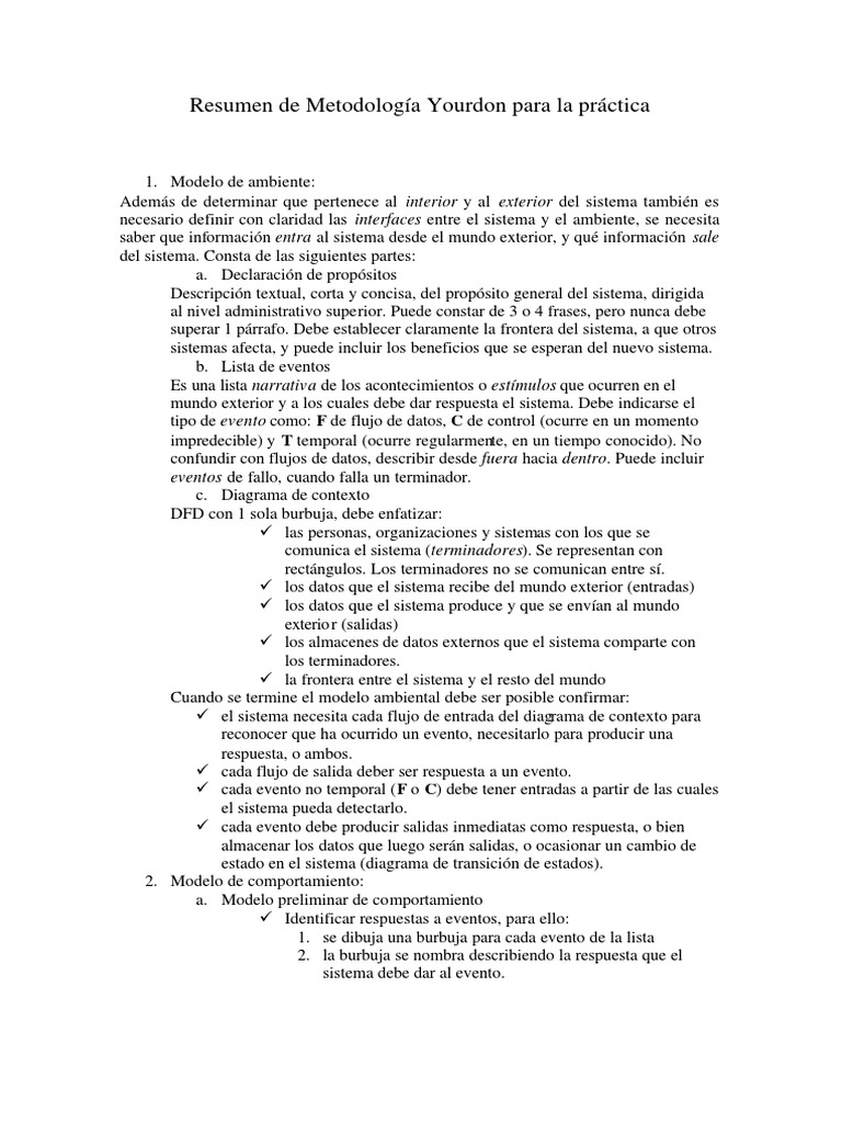 Resumen de la metodología Yourdon para el modelado y desarrollo de ...