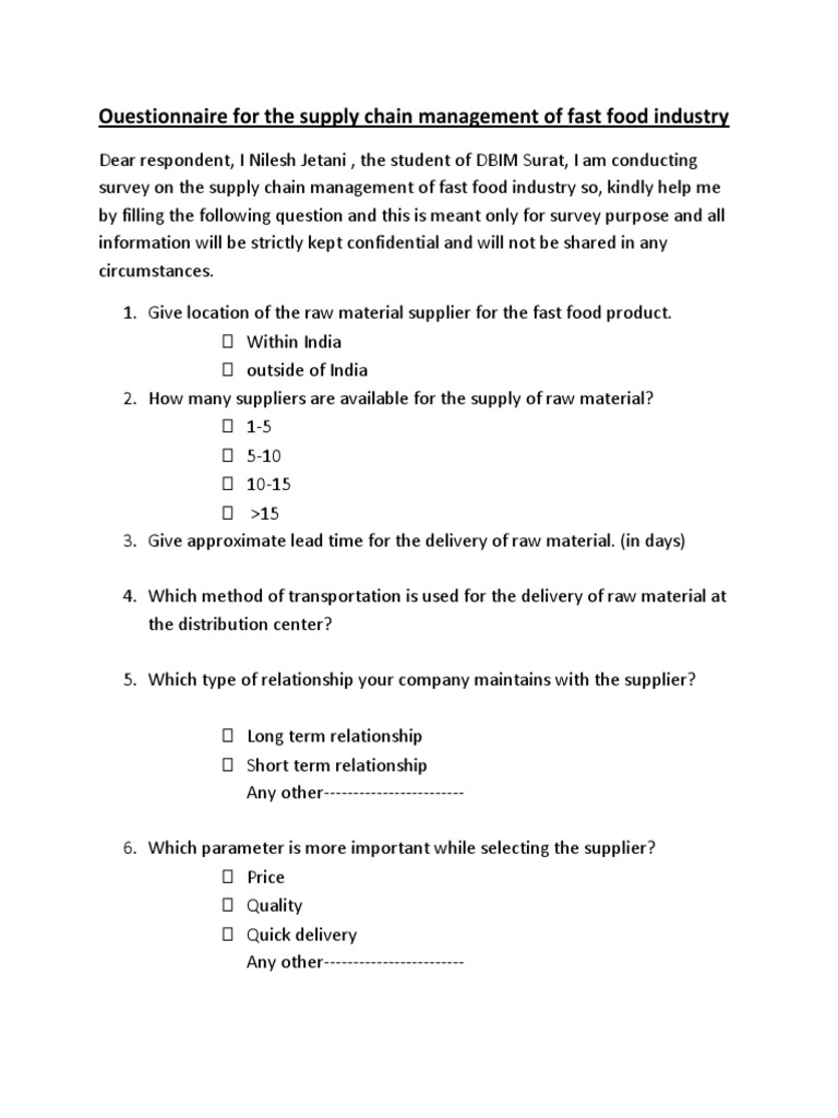 Questionnaire PDF | PDF | Business | Finance & Money Management