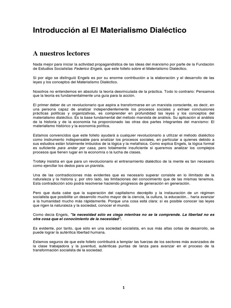 El Materialismo Dialéctico Pdf Pdf Dialéctico Materialismo