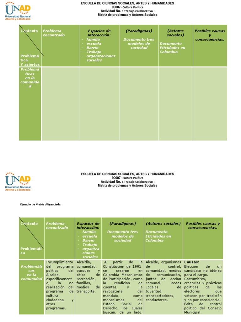 Matriz De Problemas Y Actores Sociales