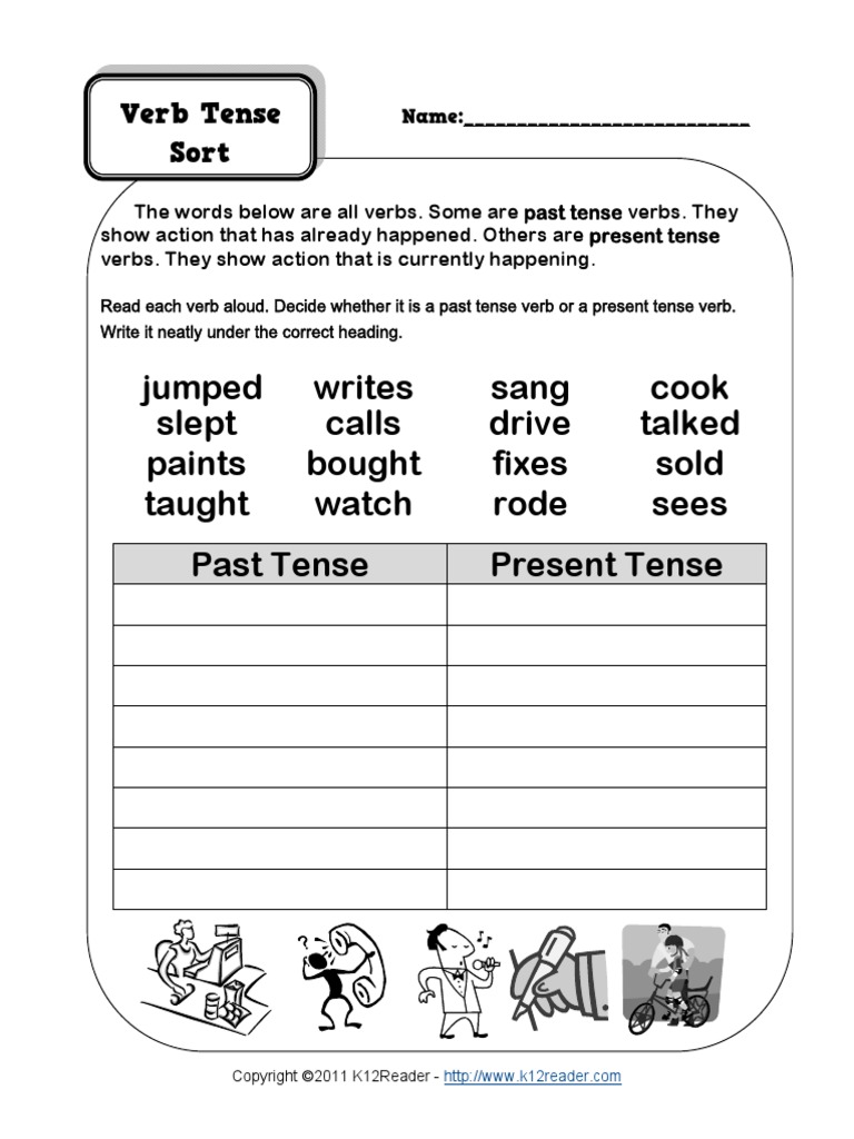 Verb Tense Sort PDF