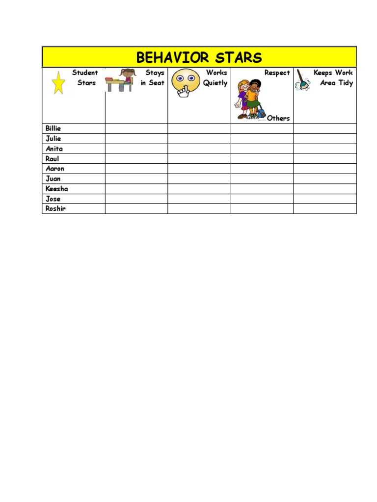 Student Behavior Stars Tracker | PDF