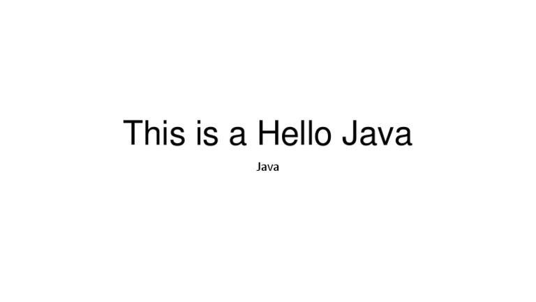 Hello Java | PDF
