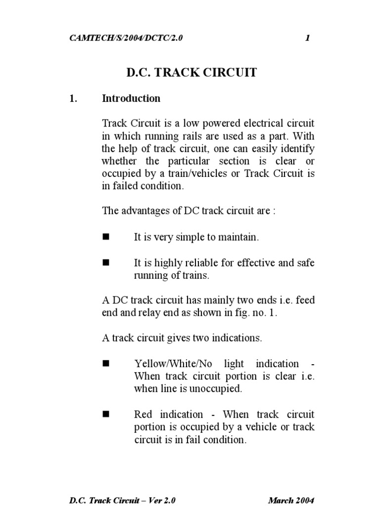 Notes On DC Track Circuit PDF Track (Rail Transport) Relay