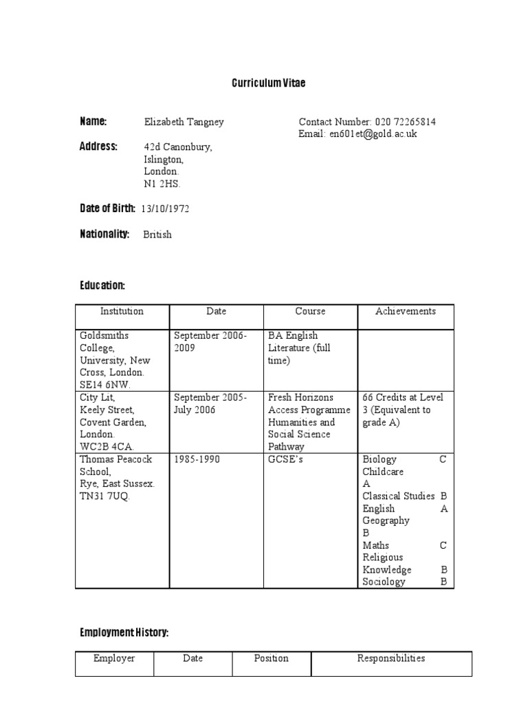 Curriculum Vitae | Bookselling