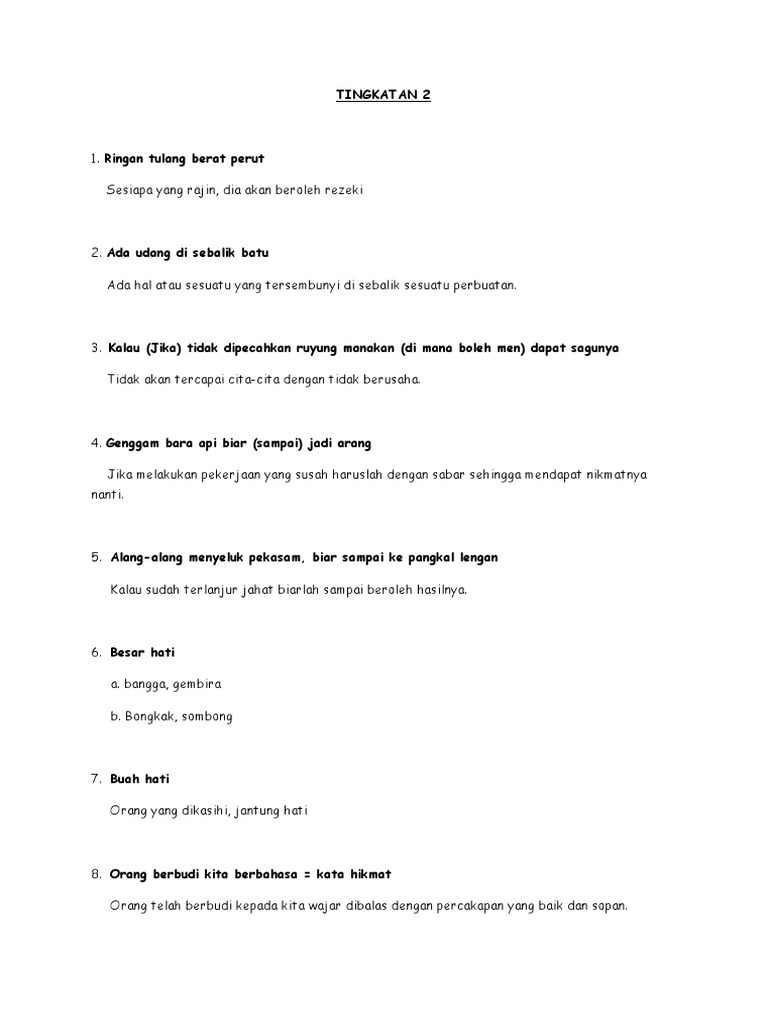 Peribahasa Tingkatan Dua Pdf