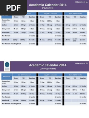 UTP Academic Calendar 2014