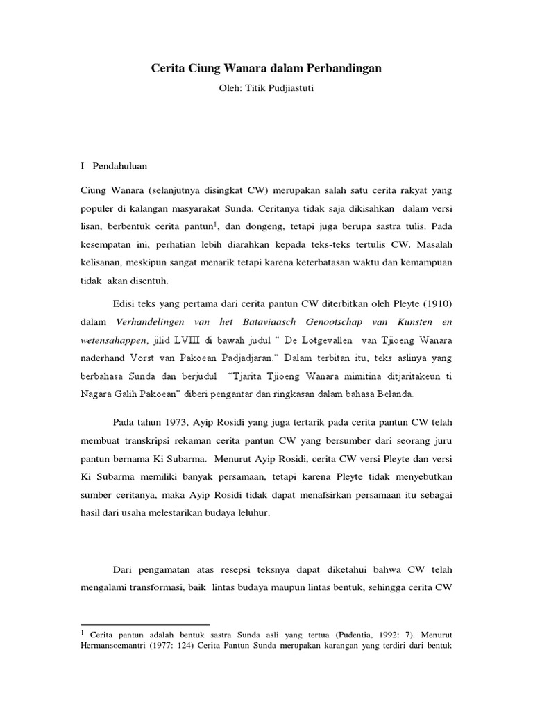 Contoh Carita Pantun Ciung Wanara Bahasa Sunda Terbaru