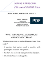 Developing a Personal Classroom Management Plan